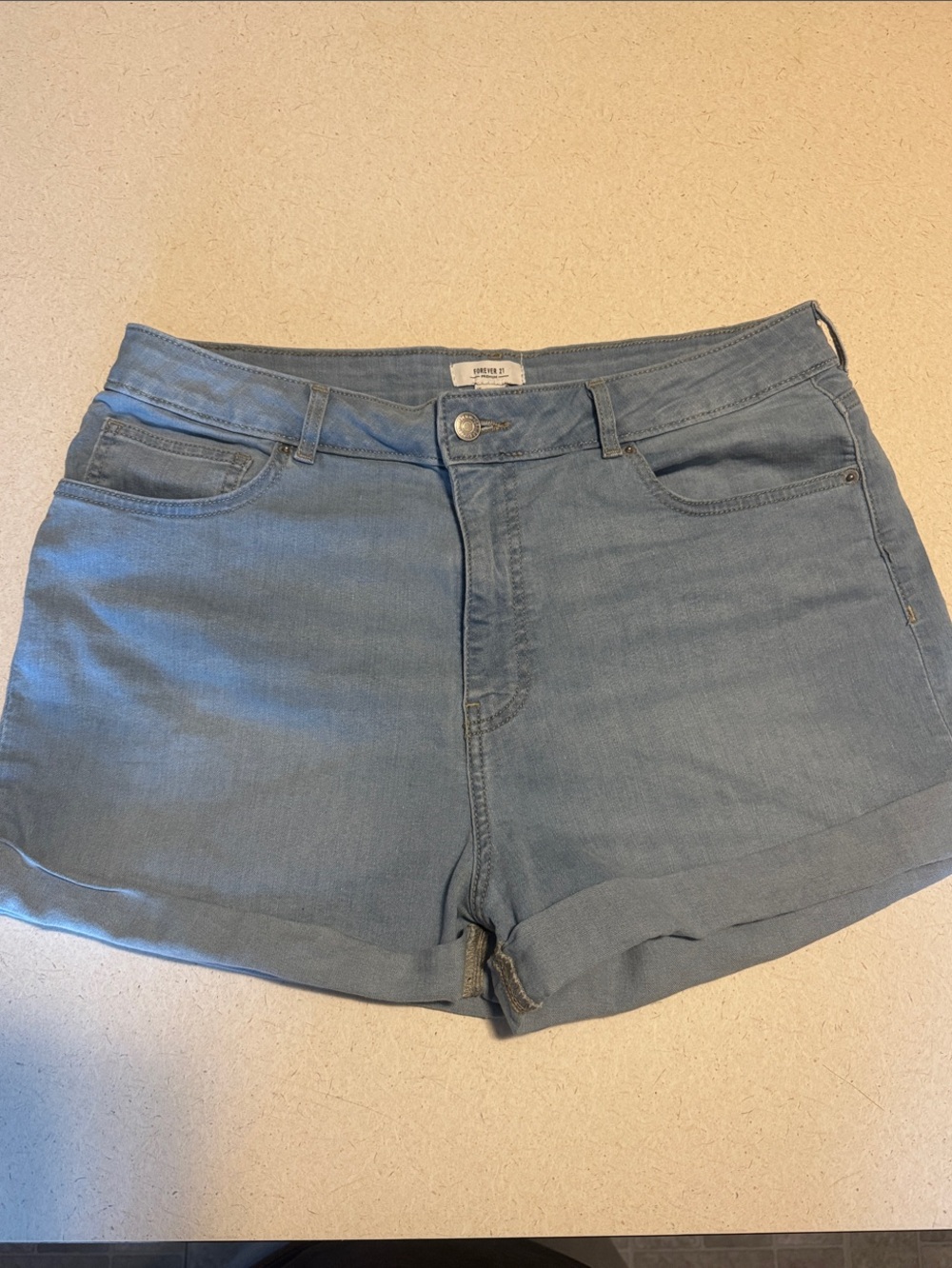Forever 21 Light Blue Denim Cuffed Women's Shorts